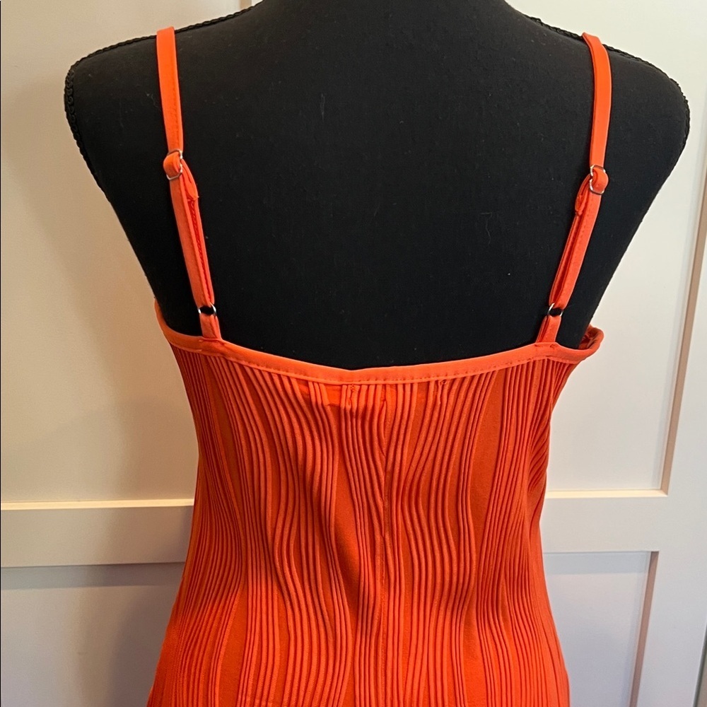 Prettygarden Vibrant Orange Textured Midi Orange Midi Size M - Picture 7 of 8